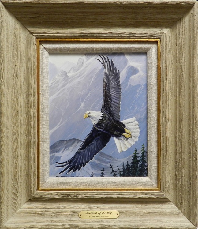 original painting by Jan Martin McGuire of a majestic soaring Bald Eagle