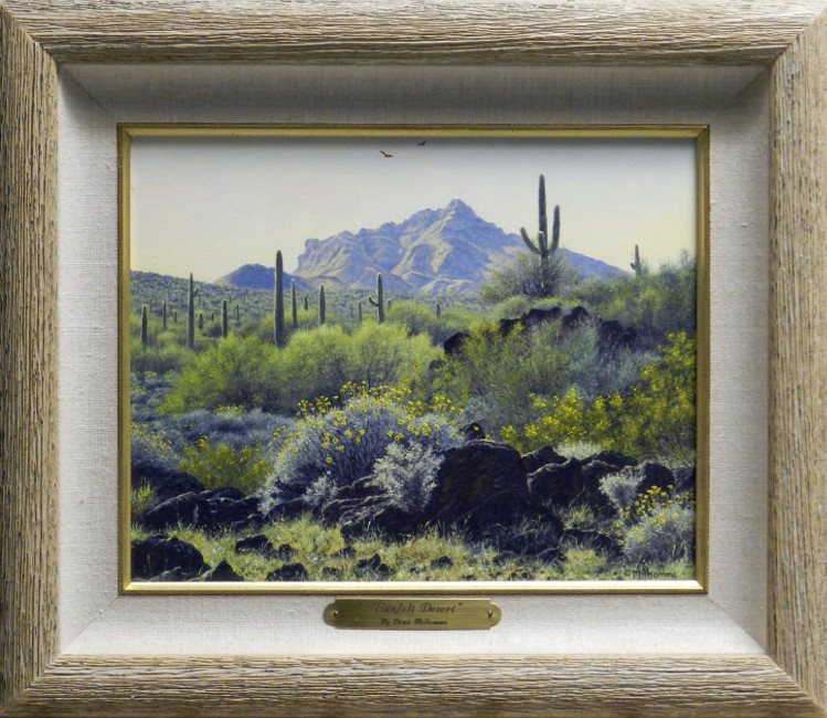 Denis Milhomme; Sonoran Desert Scene With Saguaro Cactus; Original Oil 